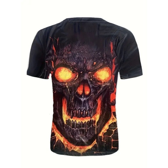 Men's XL Graphic Tee SKULL LAVA T-Shirt Black Gothcore Short Sleeve New Gothic - Picture 1 of 2